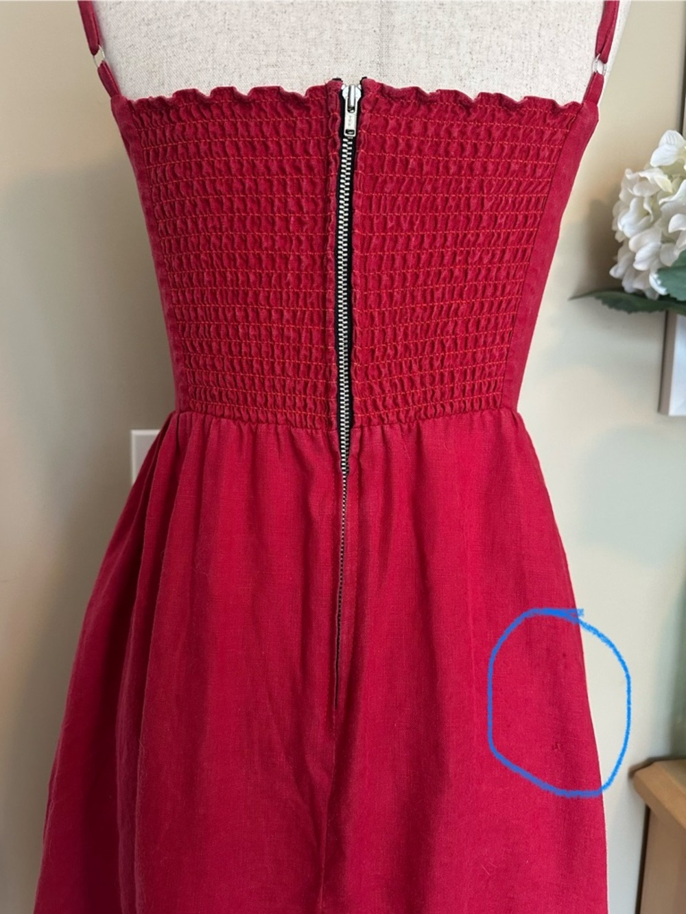 Reformation Tori Cherry Red 100% Linen Midi Dress size 2 - Picture 6 of 10